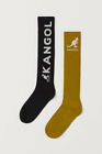 H&M Kangol 2-pack high-shaft socks Euro 36/38 Black/Green-yellow
