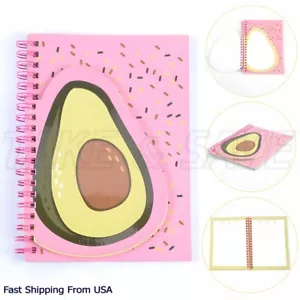 Spiral Notebook w Avocado Shaped Flap, 80 Sheets Diary Paper Notepad, 5"x7" 2PCS - Picture 1 of 6