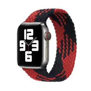 Red Black Braided Solo NYLON Loop Wristband Compatible with Apple - Picture 1 of 4