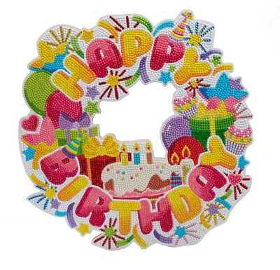 CRAFT BUDDY 'Buon Compleanno' - Kit Corona MDF Artigianale Buddy Crystal Art / Pittura Diamante 5D
