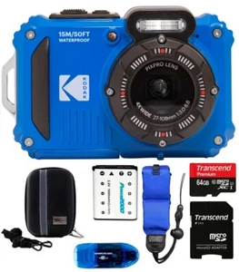 Kodak PIXPRO WPZ2 Waterproof Rugged Digital Camera (Blue) 64GB 6 Piece Bundle - Picture 1 of 6