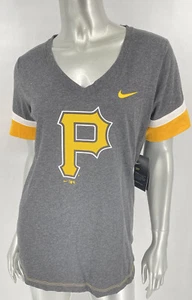Nike MLB Pittsburgh Pirates Womens Short Sleeve V Neck Tshirt Size Medium $40.00 - Picture 1 of 3