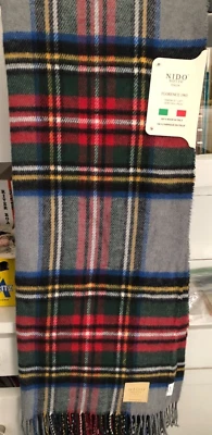 NIDO NOTTE ITALIA  Red & Grey Tartan Plaid 51 x 67" Throw Blanket -- NWT - Image 1 of 4