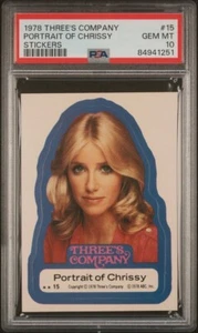 1978 Three's Company Stickers #15 Portrait of Chrissy PSA 10 Gem Mint *pop 8 - Picture 1 of 5
