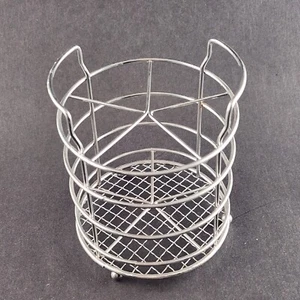 Stainless Steel Flatware Wire Caddy Round Divided Wire Mesh Base Footed 4" x 5"H - Picture 1 of 5
