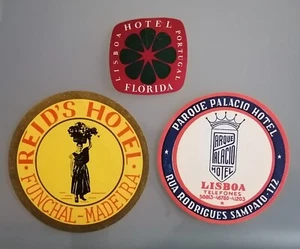 PORTUGAL hotel luggage label lot of 3, Madeira Funchal Reids, Florida, Palacio - Picture 1 of 2