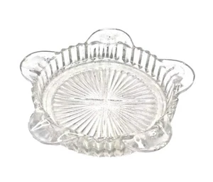 Cenicero de vidrio transparente vintage patrón de flores Starburst 4"x 4" "sin astillas MCM #GG - Imagen 1 de 6