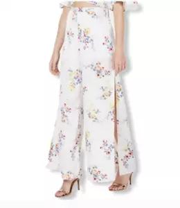Womens Pants Size S Material Girl White Floral Side-Slit Palazzo - Picture 1 of 8