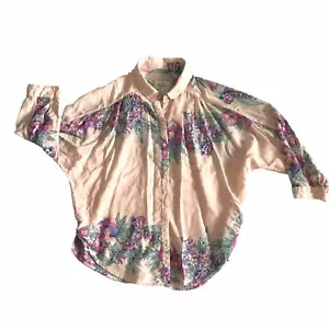American Eagle Outfitters Resort Shirt Viscose Peach Pink Floral Tropical XS EUC - Picture 1 of 7
