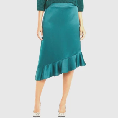 $70 ALFANI TRUE EMERALD ST PATRICKS DAY RUFFLE ASYMMETRICAL HEM PULL ON SKIRT 16 - Image 1 of 4