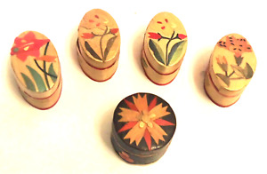 Vintage Miniature Trinket Boxes Set Of 5 Floral