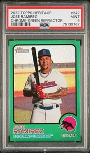JOSE RAMIREZ 2022 Topps Heritage rifrattore verde cromato #/273 Guardians PSA 9 - Foto 1 di 2