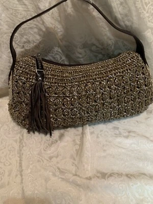 Luana 手提包 单肩包 意大利制造 棕色和银色 西部编织 — 第 1/4 张图片