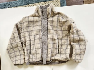 Vuori Cozy Sherpa Jacket full zip Cream Ivory Striped Women’s Small - Picture 1 of 6