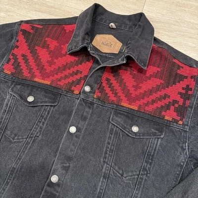 Vintage Woolrich Denim Jacket Men’s Large Aztec Southwestern Embroidery USA Made - Image 1 of 4