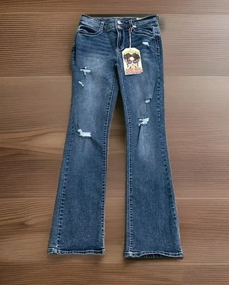 Почти знаменитые джинсы размер 3 синий толстый стежок клапан карманы усы Bootcut - Изображение 1 из 4