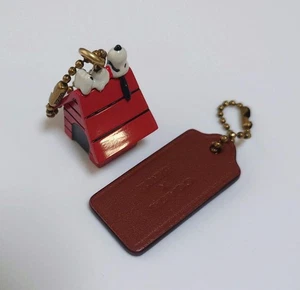 Coach Snoopy Dog House Keychain Leather Charm Ball Chain - Picture 1 of 5