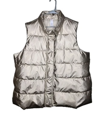 Chaleco acolchado Lane Bryant dorado brillante para mujer Plus 22/24 cremallera completa bolsillos a presión Livi Foto 1 de 4