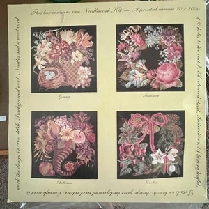Rare Vintage 1988 Elizabeth Bradley Needlepoint Kit Victorian Flowers Winter NEW - Picture 1 of 11