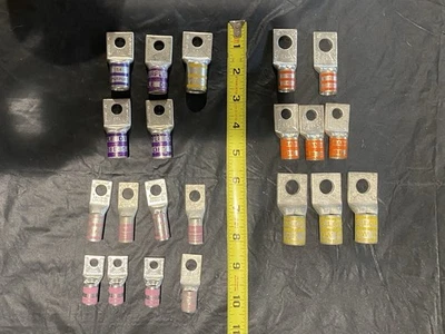 Лот из 21 медных обжимных зажимных электрических соединителей с одним отверстием - Изображение 1 из 4