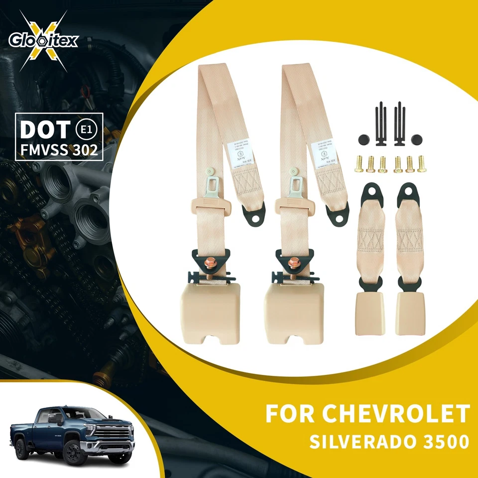 2 件适用于雪佛兰索罗德 3500 标准驾驶室 3 点可调节安全带 — 第 1/4 张图片