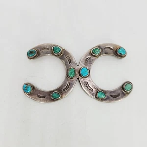 Seltene 1926 signierte Vintage Indianer Sterling Türkis Naja Anhänger Brosche - Bild 1 von 11