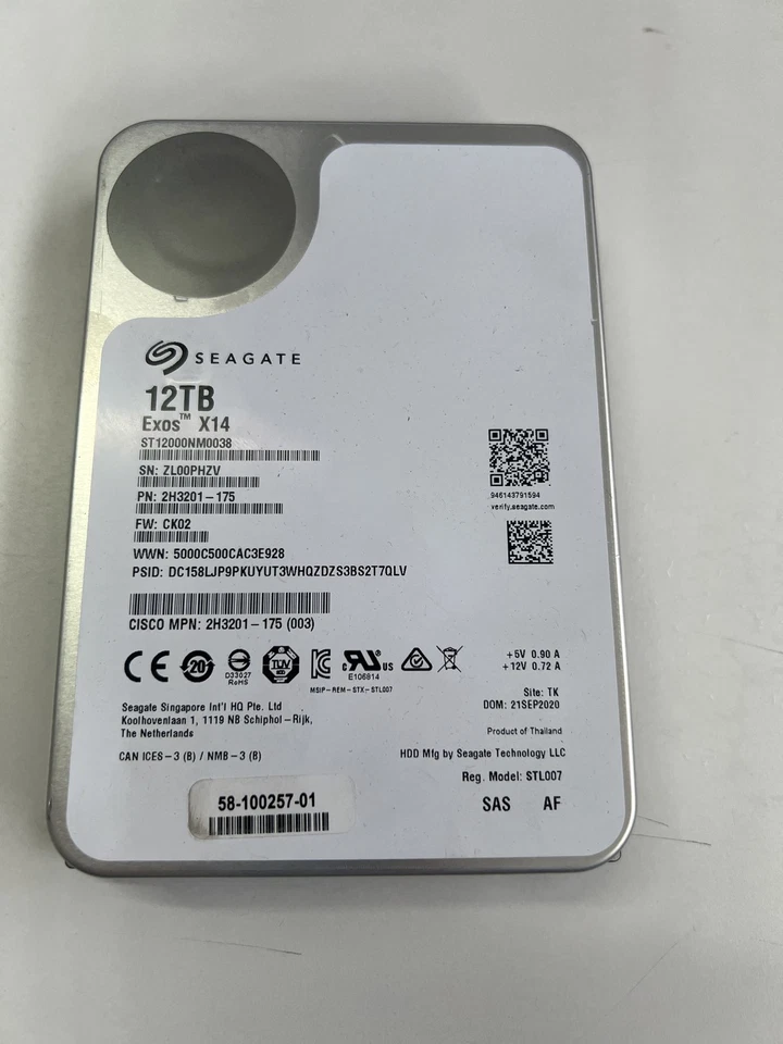 SEAGATE  ST12000NM0038 EXOS X14 12TB *SAS* 12GB/s Server HDD Used - image 1 of 1