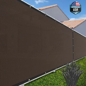 8ft Privacy Fence Screen Garden Yard 180GSM Windscreen Mesh Shade Cover Brown - Picture 1 of 9