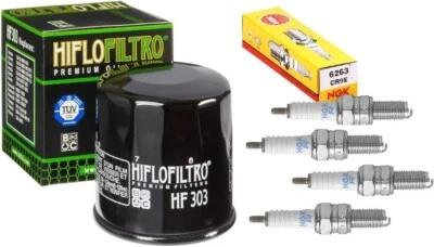 Kawasaki ZX6R Tune Up Kit 4 NGK Spark Plugs & Oil Filter 2007-2023 Ninja ZX-6R - Изображение 1 из 4