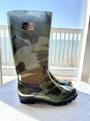 Nicole Miller New York Rainy Day Brillantes Camuflaje Pull On Botas de Lluvia Talla 8M Foto 1 de 4