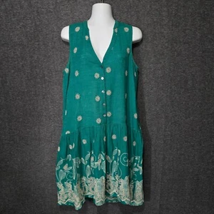 Maeve Anthropologie Pippa Green Swing Dress Womens XS Eyelet Embroidered - Picture 1 of 10