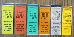 CUBIERTAS DE LIBRO DE CERILLAS WILSON, KANSAS: LOTE DE 6 CUBIERTAS DE CERILLAS VACÍAS DIFERENTES -E - Imagen 1 de 1