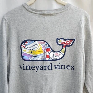 NWOT Vineyard Vines Long Sleeved Classic Gray Pocket Tee Nantucket Size XS - Picture 1 of 9