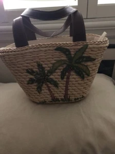 NWT Palm Tree Tropical Straw Summer Handbag Tote - Picture 1 of 9