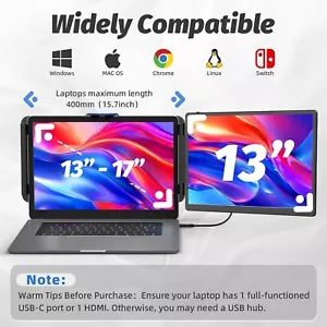 KOJOM 2K Laptop Monitor Extender 13" IPS 1440P Dual Monitor Attachment MSRP $113 - Picture 1 of 9