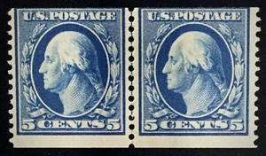#355 OG NH selten 1909 5 ¢ Linienpaar mit sauberem 2010 PSE-Zertifikat nie aufklappbar SCV $3250 - Bild 1 von 3