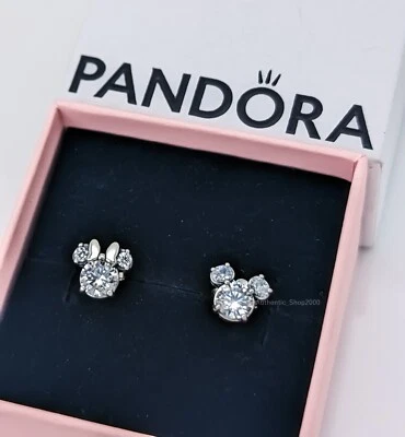 NEW PANDORA Disney Mickey Mouse & Minnie Mouse Sparkling Stud Earrings 293219C01 - image 1 of 4