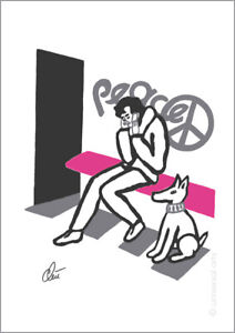 JACQUELINE DITT - Peace - Cyclam A2 sign.ltd.Original Druck Grafik Frieden Hund 