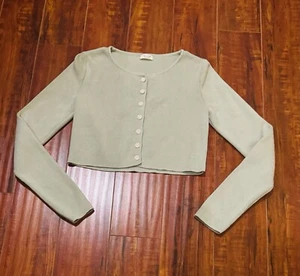 John Galt Crop Cardigan Knit Light Green Sweater - Fit Small Size - Picture 1 of 6