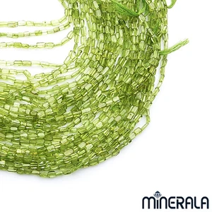[AL POR MAYOR] CILINDRO DE PERIDOTO NATURAL GENUINO 3,5 mm CUENTAS 13,5" (35 cm) HILO - Imagen 1 de 3