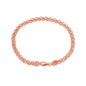 4mm Bismark Chain Bracelet in Rose Gold Plated Sterling Silver, 8 Inches - Picture 1 of 2