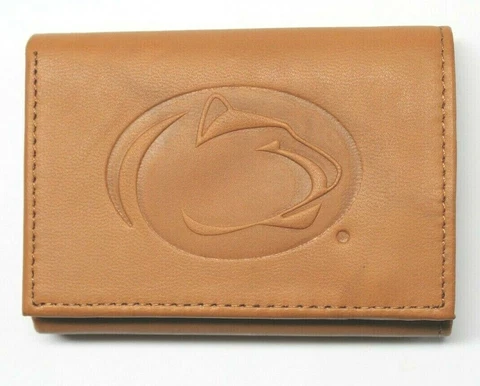 Penn State Embossed Leather Trifold Wallet -Brown Cover