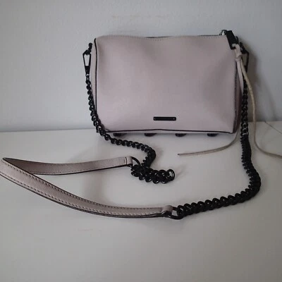 Rebecca Minkoff Crossbody Purse Gray Leather Gold Tone /Leather Strap Dust Bag - Image 1 of 4