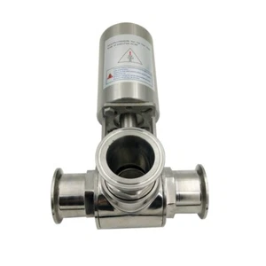 1-1/4''  L Type 3-Way Sanitary Tri Clamp Pneumatic Ball Valve Φ32 SS304 - Picture 1 of 5