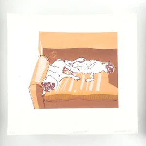 Sonnenmops Schlafkunstdruck c2017 Hund Nickerchen limitierte Auflage Welpe B521 - Bild 1 von 6