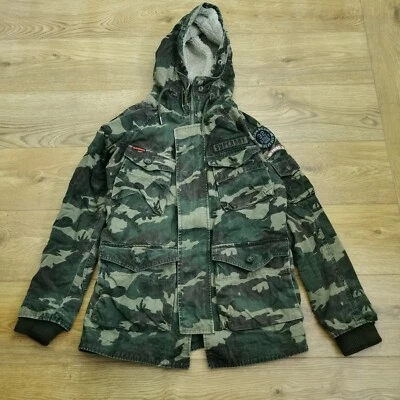 Superdry Chaqueta Parka Rookie Edition Para Hombre M Camuflada Militar Ejército Utilidad Sherpa Foto 1 de 4
