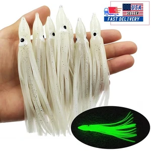 50 piezas faldas de calamar luminosas suaves señuelo brillante señuelo de pesca pulpo goma artificial - Imagen 1 de 9