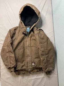 Berne Quilted Lined Canvas Jacket Youth Sz Small(7-8) Brown Hooded Chore Coat - Picture 1 of 7
