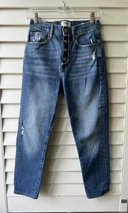 Frame Le Original Light Wash Distressed Button Fly High Rise Skinny Jeans 26 - Picture 1 of 11