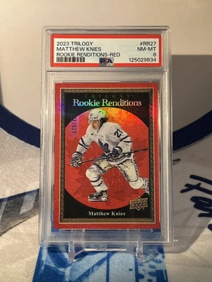 2023-24 Trilogy ROOKIE RENDITIONS RED VARIANT Matthew Knies 525/799 RC PSA 8 - Image 1 of 2